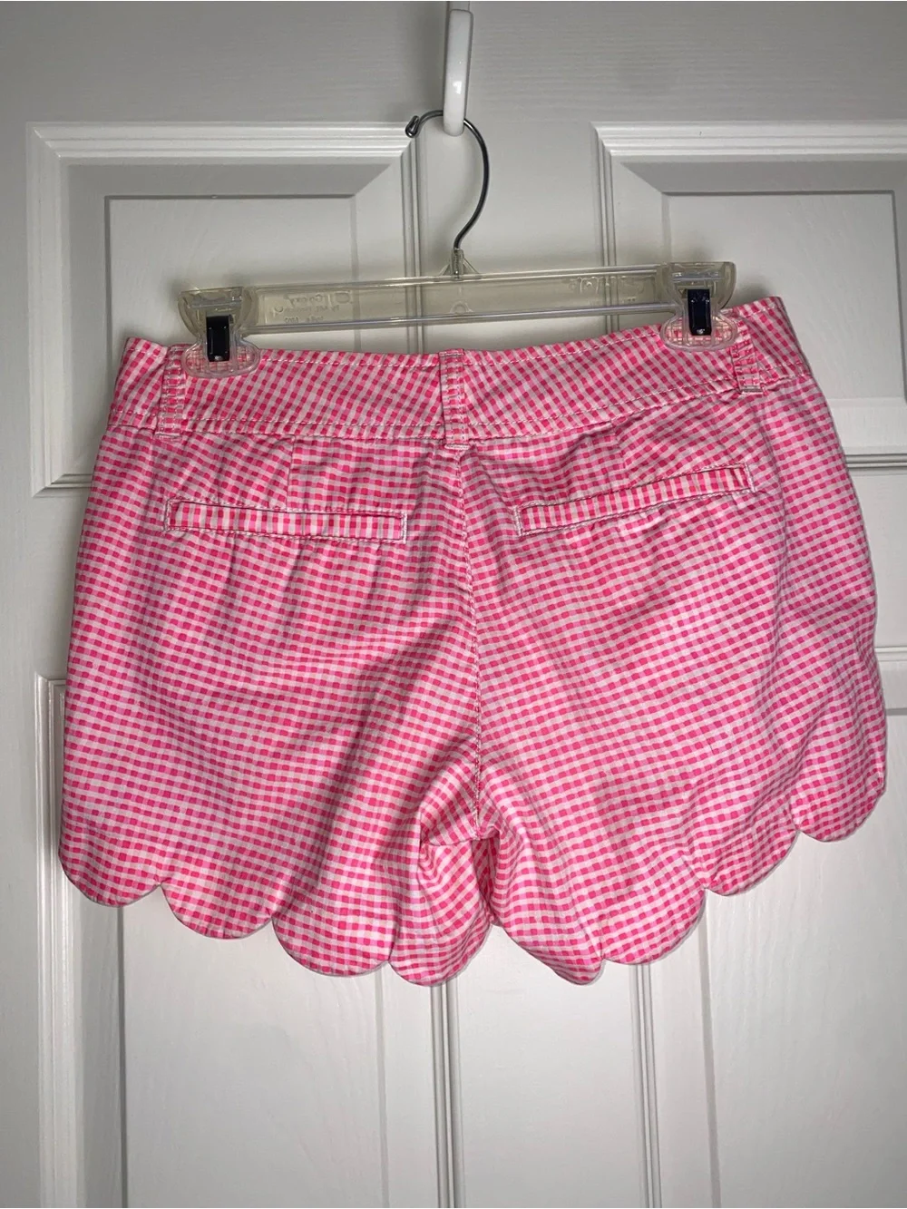 Lilly Pulitzer Hot‎ Pink Gingham Buttercup Scallop Hem Women's Shorts